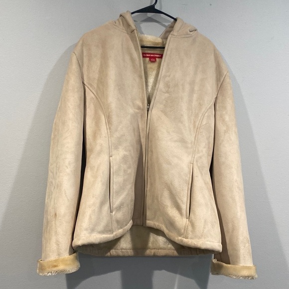 Gloria Vanderbilt Tan Soft Heavy Jacket Faux Fur on inside Size Medium - Picture 1 of 7